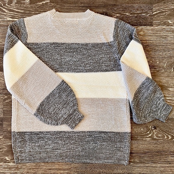 Willow Sweater- Gray Stripe-Balloon Sleeve XL - Picture 5 of 10